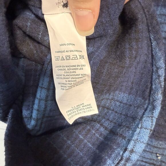 LL Bean Signature Shirt Mens Size Medium MR Plaid Flannel Slim Fit Cloth Shacket - Picture 4 of 5